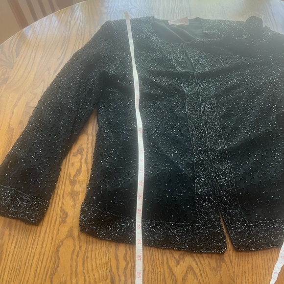 LAST CALL Vintage Laurence Kazar Black Silk Beaded Evening Jacket Size XL - Picture 3 of 9